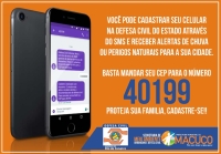 Cadastre seu celular para receber alertas da Defesa Civil