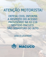 Informe da Defesa Civil a respeito do acesso provisório na RJ-116